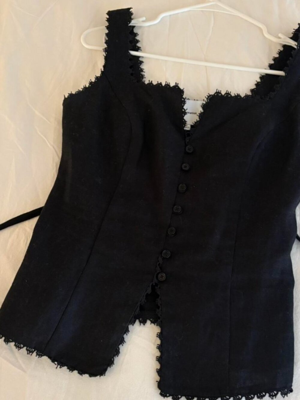 Reformation Viola Linen Top Black in size 4